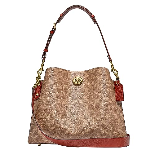 COACH Signature Willow Shoulder Bag in Brown Canvas