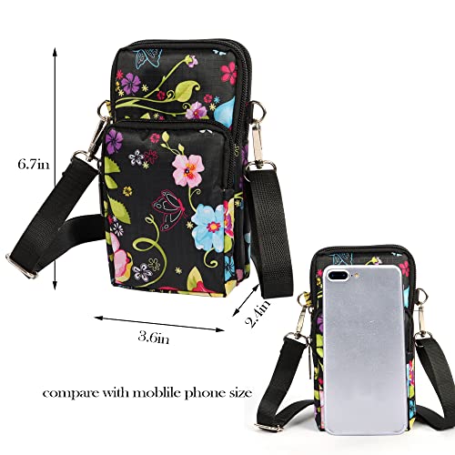 Elbourn Damen Umhängetasche: Crossbody, multifunktional, verstellbar, Schwarz
