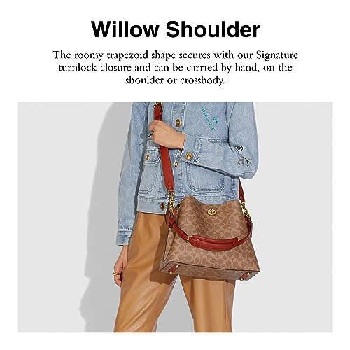 COACH Signature Willow Shoulder Bag in Brown Canvas