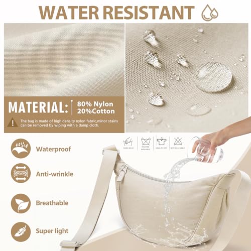 Neutral Nylon Crescent Shoulder Crossbody Hobo Designer Handbag