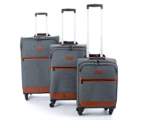JCB Grey Lightweight 4-Wheel Cabin Bag Set - 28