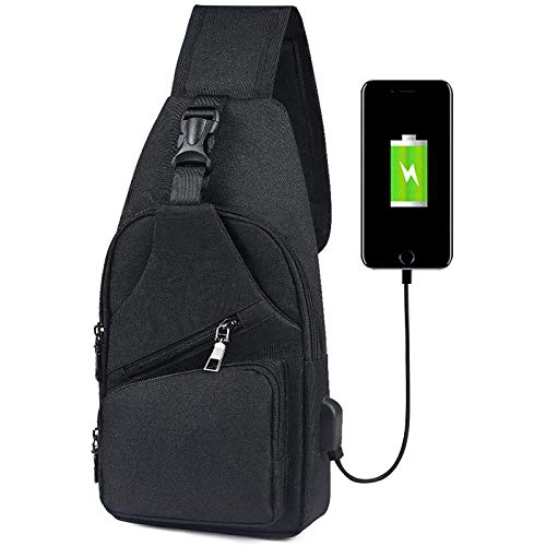Flintronic Sling Bag with USB Charging Port, Lightweight Crossbody