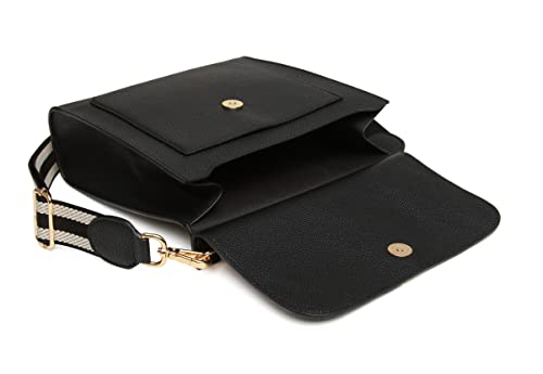 Alice Wheeler Bloomsbury Umhängetasche, Black, Striped Strap