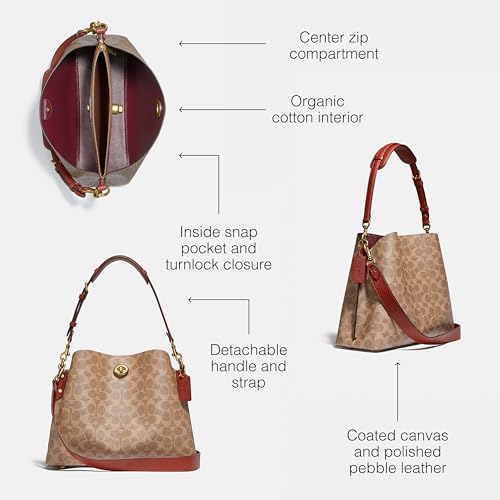 COACH Signature Willow Shoulder Bag in Brown Canvas