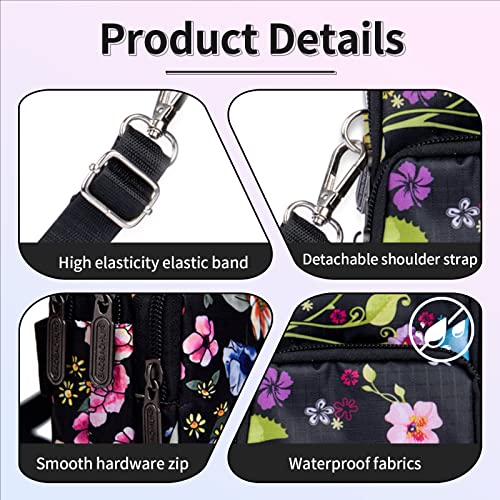 Elbourn Damen Umhängetasche: Crossbody, multifunktional, verstellbar, Schwarz