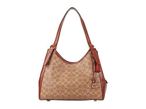 COACH Lori Shoulder Bag Tan Rust Signature Canvas