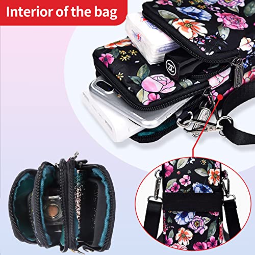 Elbourn Damen Umhängetasche: Crossbody, multifunktional, verstellbar, Schwarz