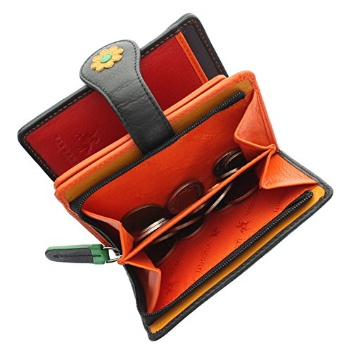 VISCONTI Daisy Collection Black Leather Purse RFID Blocking