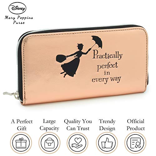 Disney Women's Elegant Rose Gold Wallet - Mary Poppins