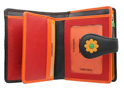 VISCONTI Daisy Collection Black Leather Purse RFID Blocking