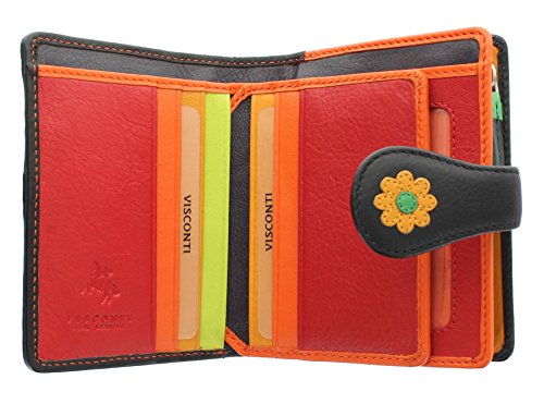 VISCONTI Daisy Collection Black Leather Purse RFID Blocking
