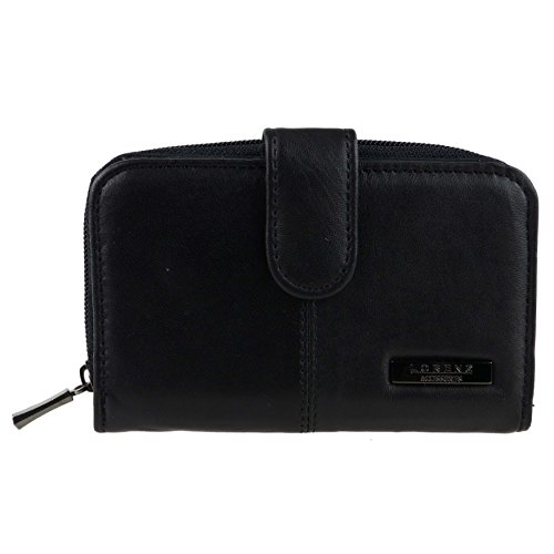 Lorenz Black Nappa Leather Coin Purse/Purse with Zipper