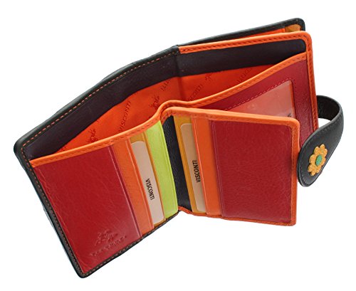 VISCONTI Daisy Collection Black Leather Purse RFID Blocking