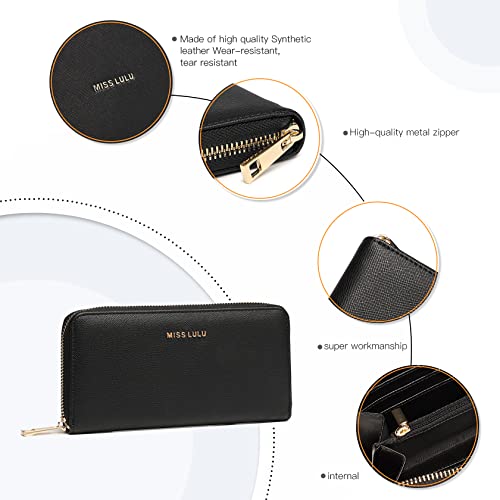 Miss Lulu Designer Wallet with Card Slots and Zipper