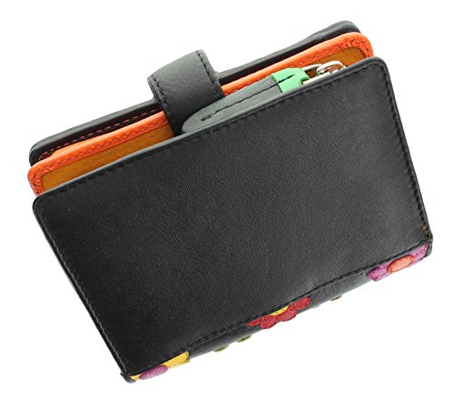 VISCONTI Daisy Collection Black Leather Purse RFID Blocking