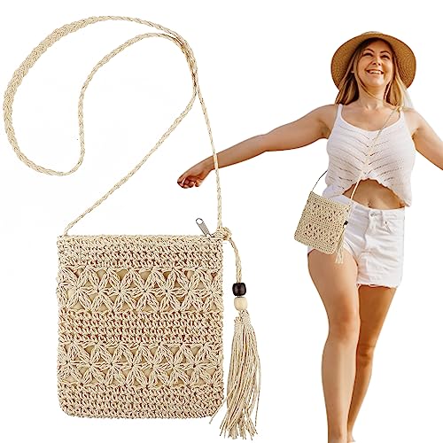 Handmade Woven Tote Bag with Tassel for Women