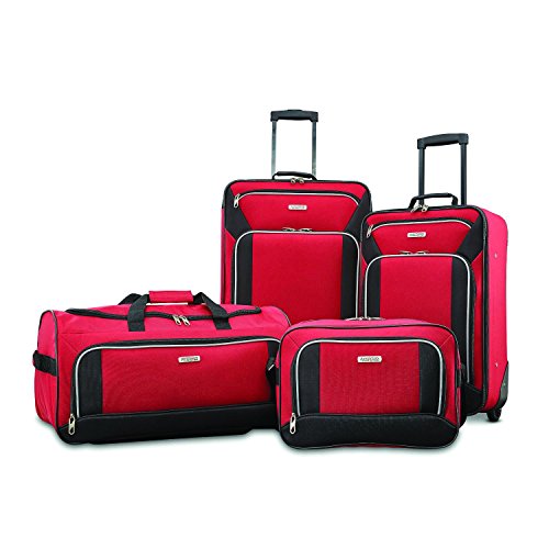 Red/Black American Tourister Fieldbrook XLT 4pc Designer Handbags