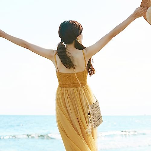 Handmade Woven Tote Bag with Tassel for Women