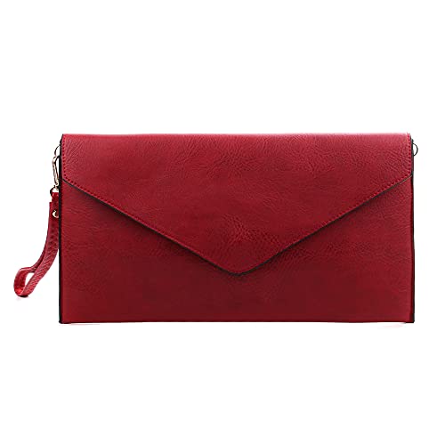 Red Envelope Style Large Clutch Bag Wristlet Strap