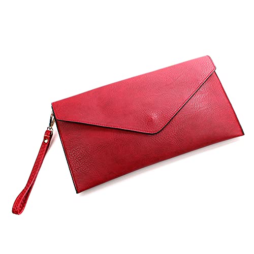 Red Envelope Style Large Clutch Bag Wristlet Strap
