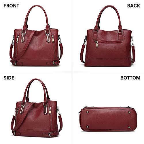 Burgundy Red Ladies Leather Designer Handbag with Top Handle