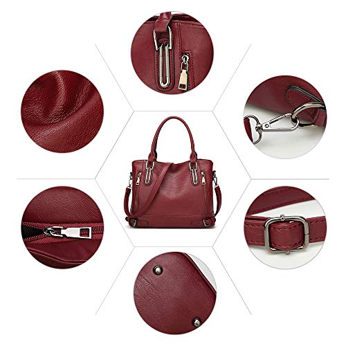 Burgundy Red Ladies Leather Designer Handbag with Top Handle