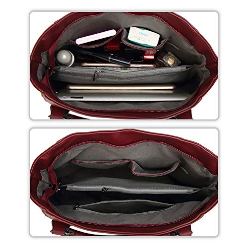 Burgundy Red Ladies Leather Designer Handbag with Top Handle