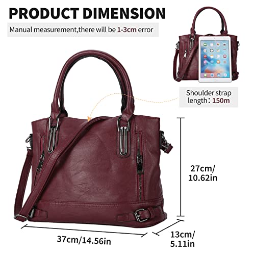 Burgundy Red Ladies Leather Designer Handbag with Top Handle