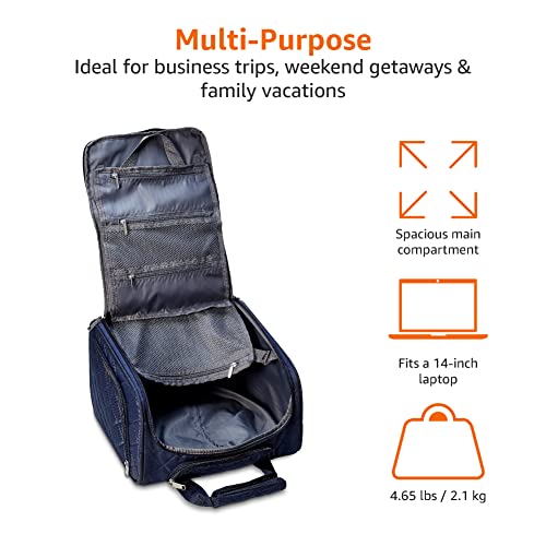 Navy Blue Quilted Designer Underseat Suitcase | Telescopic Handle