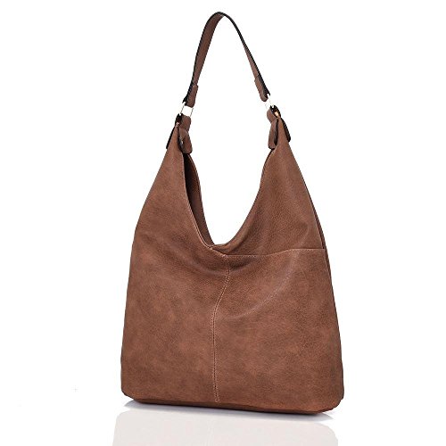 Stylish Lightweight Vegan Leather Shoulder Handbag (Brown)