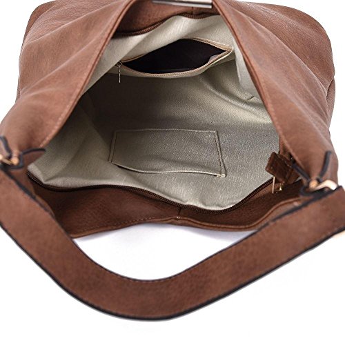 Stylish Lightweight Vegan Leather Shoulder Handbag (Brown)