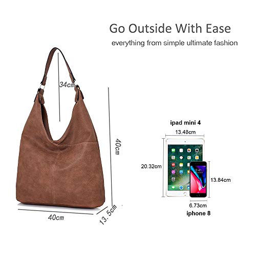 Stylish Lightweight Vegan Leather Shoulder Handbag (Brown)