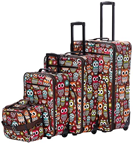 Rockland Jungle Owl Designer Handbag Set, 4 Pieces