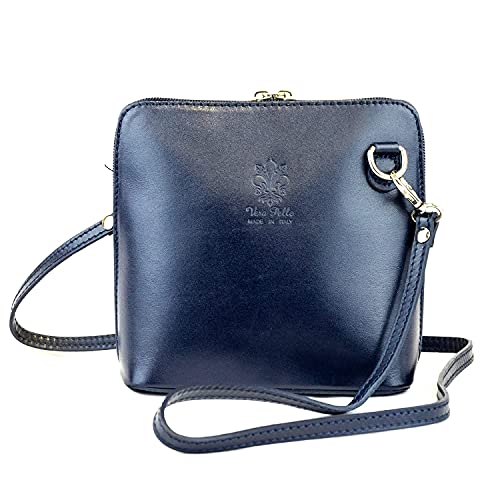 Italian Navy Leather Designer Crossbody Bag for Women