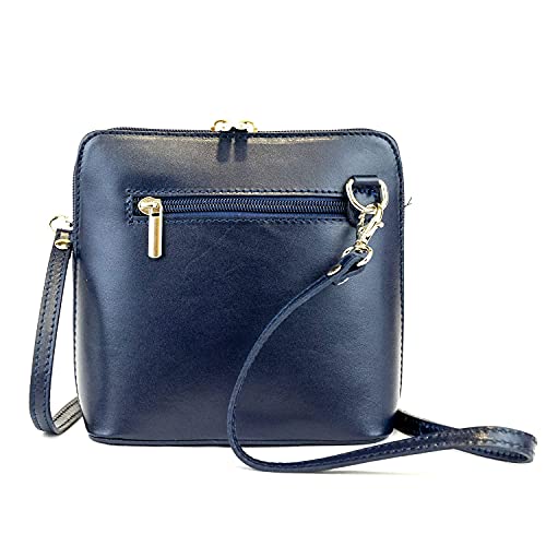 Italian Navy Leather Designer Crossbody Bag for Women