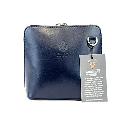 Italian Navy Leather Designer Crossbody Bag for Women