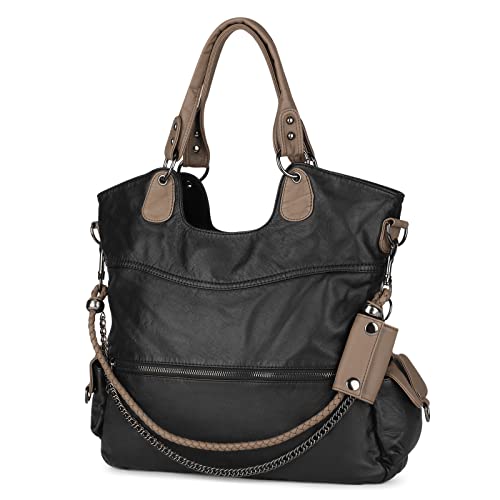 Women's Large Capacity Leather Shoulder Bags, Multiple Pockets
