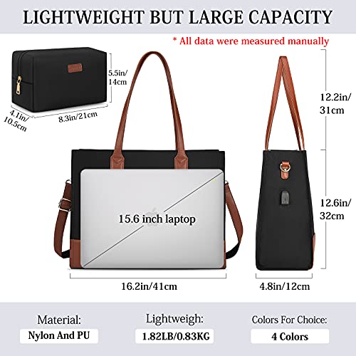 NUBILY Designer Handtaschen Damen 15.6 Zoll - Schwarz