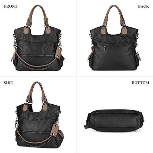Women's Large Capacity Leather Shoulder Bags, Multiple Pockets