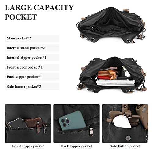 Women's Large Capacity Leather Shoulder Bags, Multiple Pockets