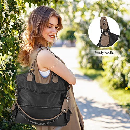 Women's Large Capacity Leather Shoulder Bags, Multiple Pockets