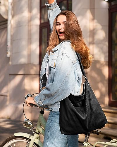 KALIDI Women's Corduroy Tote Bag with Zip & Pockets