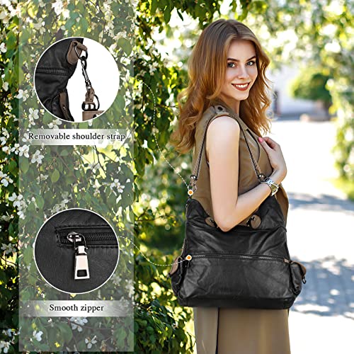 Women's Large Capacity Leather Shoulder Bags, Multiple Pockets