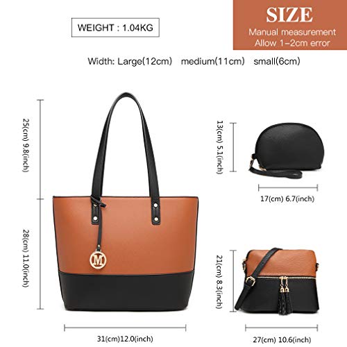 Miss Lulu Large Designer Handbag Set - 3 Pieces