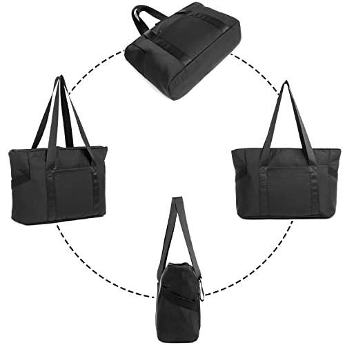Stylish Black Tote Bag with Yoga Mat Buckle