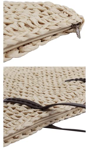 Beige Straw Woven Tote: Large Capacity Designer Handbag