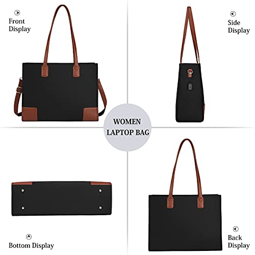 NUBILY Designer Handtaschen Damen 15.6 Zoll - Schwarz