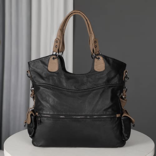 Women's Large Capacity Leather Shoulder Bags, Multiple Pockets