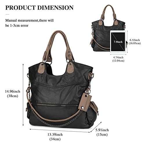 Women's Large Capacity Leather Shoulder Bags, Multiple Pockets