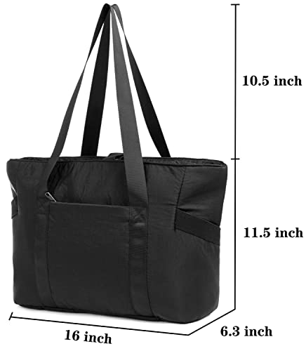 Stylish Black Tote Bag with Yoga Mat Buckle